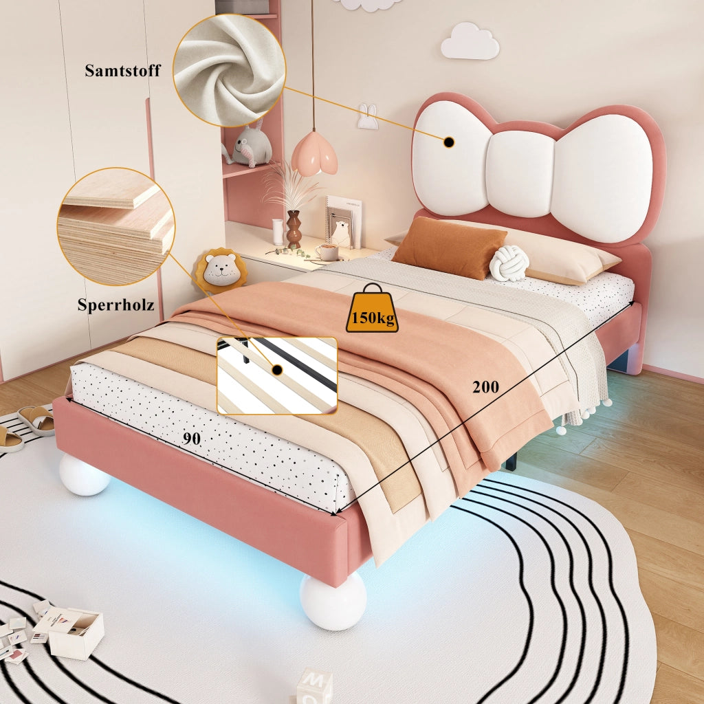 letto imbottito velluto rosa 90 x 200 cm