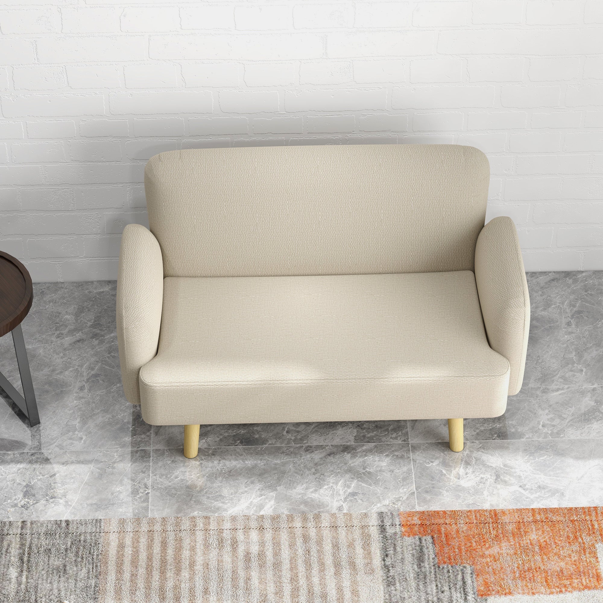 Divano 2 Posti 140x74x79 cm in Effetto Velluto Bianco Crema