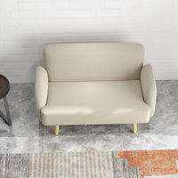 Divano 2 Posti 140x74x79 cm in Effetto Velluto Bianco Crema