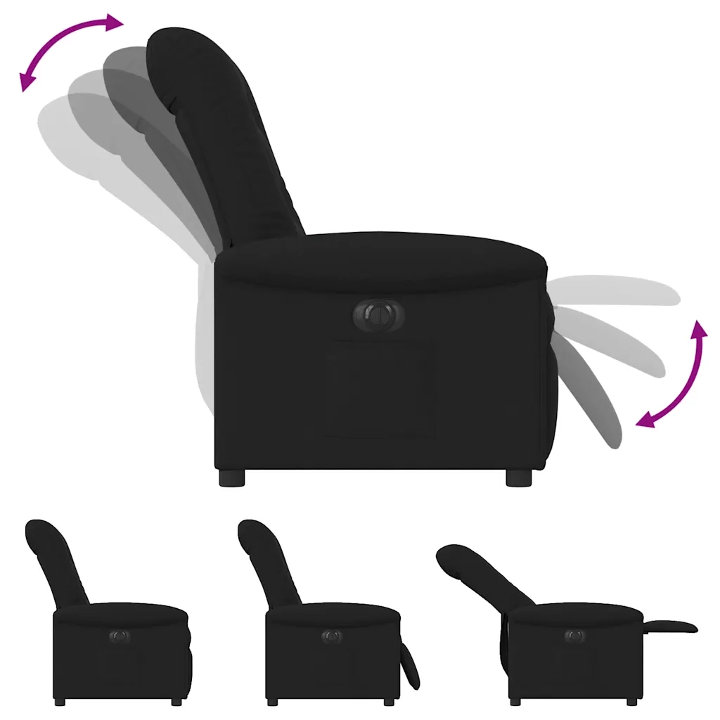 Poltrona | Sedia Relax Elettrica Reclinabile Nera in Tessuto