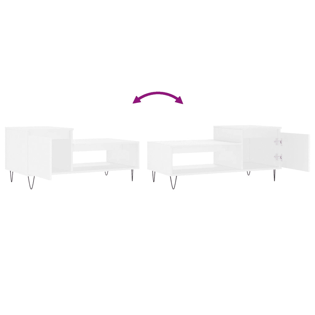 Tavolino da Salotto Bianco 100x50x45 cm in Legno Multistrato 830828
