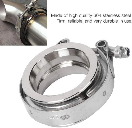 V-banda Klemset in Acciaio Inossidabile - Serratura Durevole per Sfiato - Flangia per Colletto di Scarico - Progetto Universale - 2,25 Pollici (57 mm) - Inclusa Pinza - Serratura di Scarico