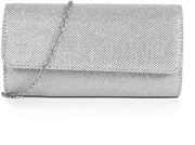 Clutch in Argento, Clutch per Donne, Tas da Sera con Scintille, Tas a Catena, Clutches con Cinturino di Chiusura Removibile per Matrimonio, Sposa, Festa di Gala, Cocktail, Tas da Sera per Donne