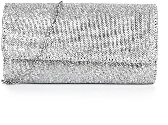 Clutch in Argento, Clutch per Donne, Tas da Sera con Scintille, Tas a Catena, Clutches con Cinturino di Chiusura Removibile per Matrimonio, Sposa, Festa di Gala, Cocktail, Tas da Sera per Donne