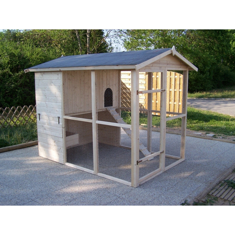 Pollaio da giardino XXL in legno 175x268 cm – per 6-10 galline – pareti 16 mm voliera integrata – PO1624 Foresta