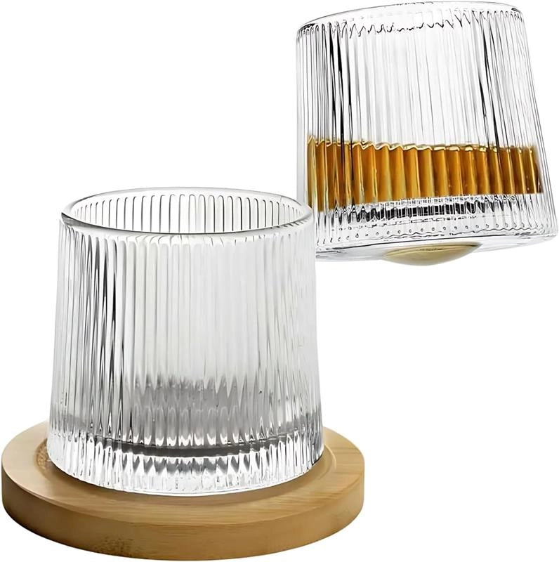 SET 6 BICCHIERI  PER LIQUORE VETRO BILICO CON BASE IN LEGNO 6 PZ, 160 ML 10 X 8 CM