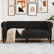 Divano Chesterfield a 2 Posti-Sofa 2 Posti-Divanetto Nero in Tessuto