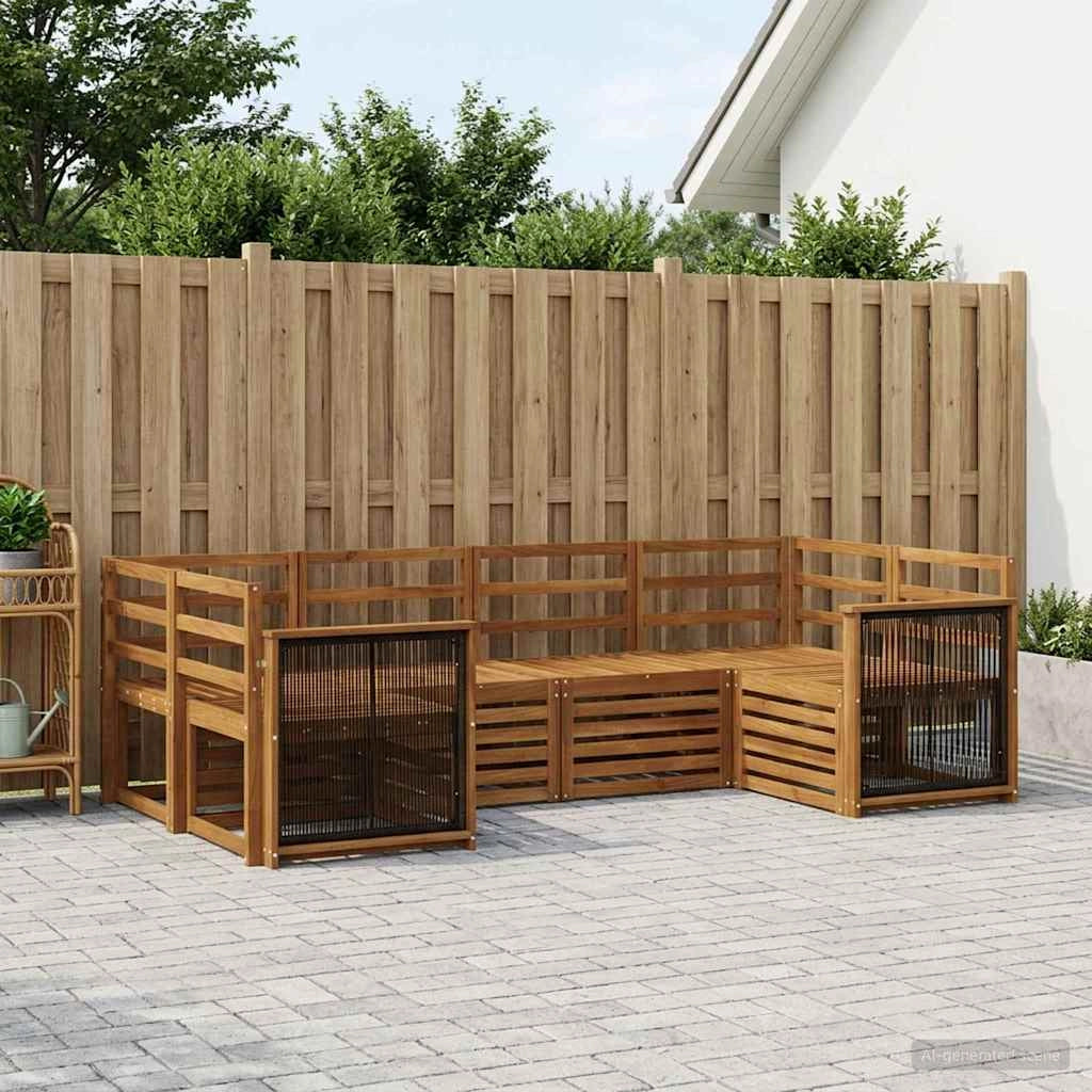 Set di divani da esterno 5 pz Naturale Legno di Acacia Massello 3384770