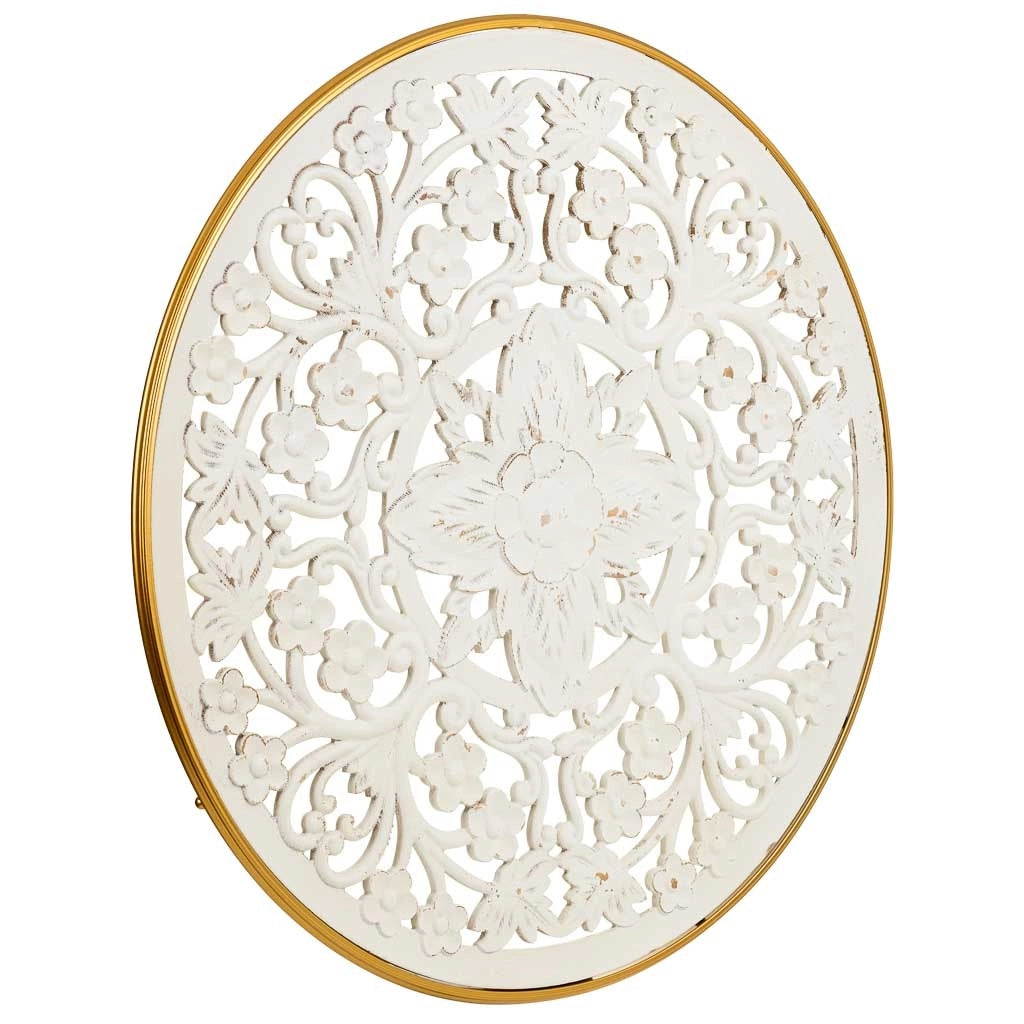 Pannello decorativo in legno intagliato bianco 87x3x87h