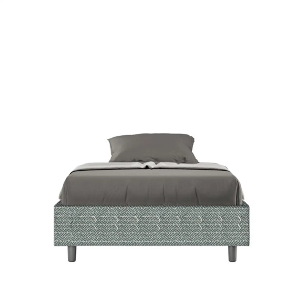 Letto una piazza e mezza con rete imbottito 120x200 tessuto Aragona 7 azzurro Azelia
