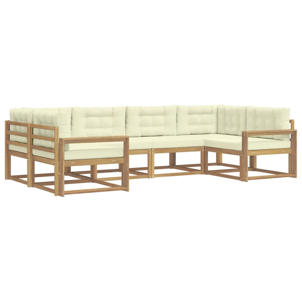 Set di divani da esterno con cuscino 6 pcs Bianco e Crema