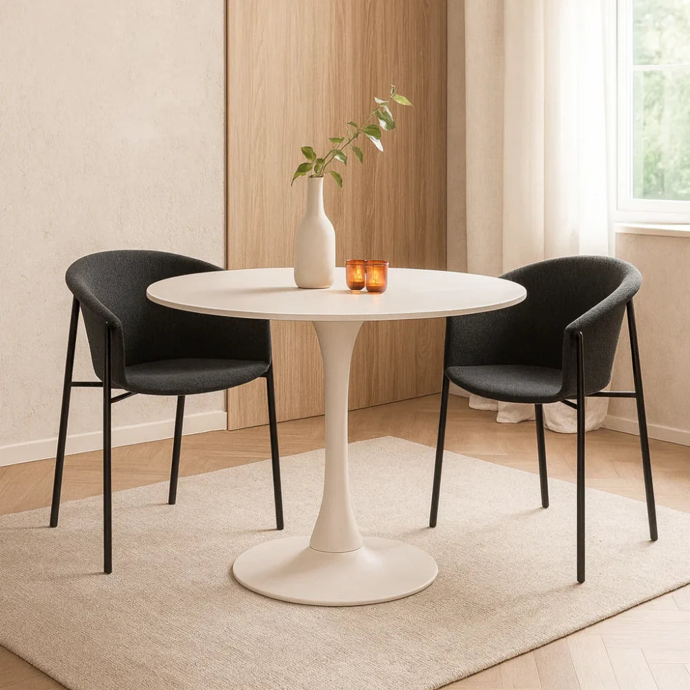 Set di 2 sedie da pranzo imbottite in tessuto grigio scuro Electra con struttura in metallo facili da pulire | Duzzle