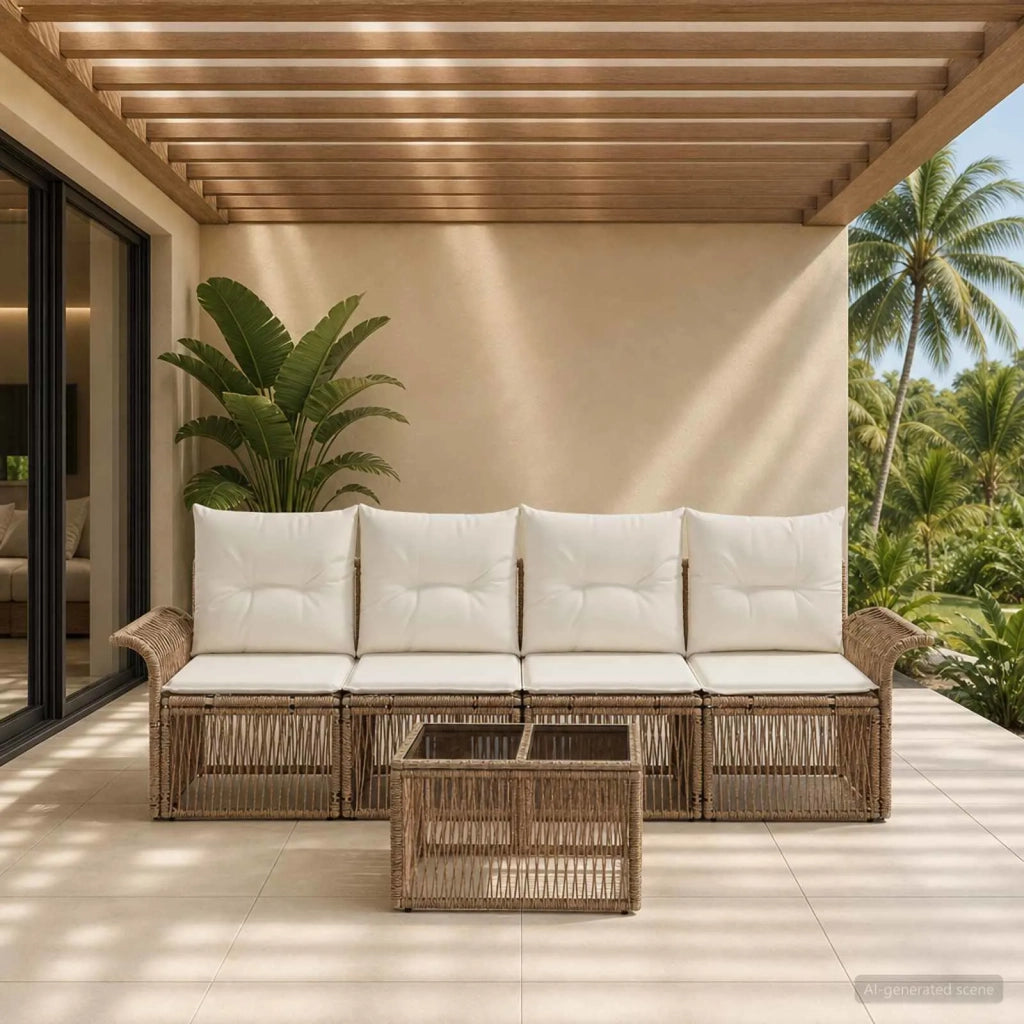 Set Divano da Giardino 5 pcs Beige polyrattan 3434757