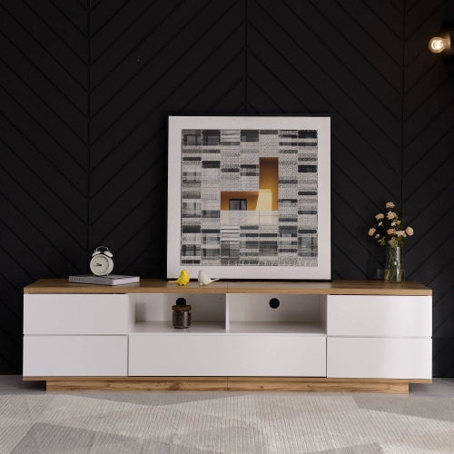 Armadio TV moderno - Xylo - 180cm - Bianco - Veinature legno