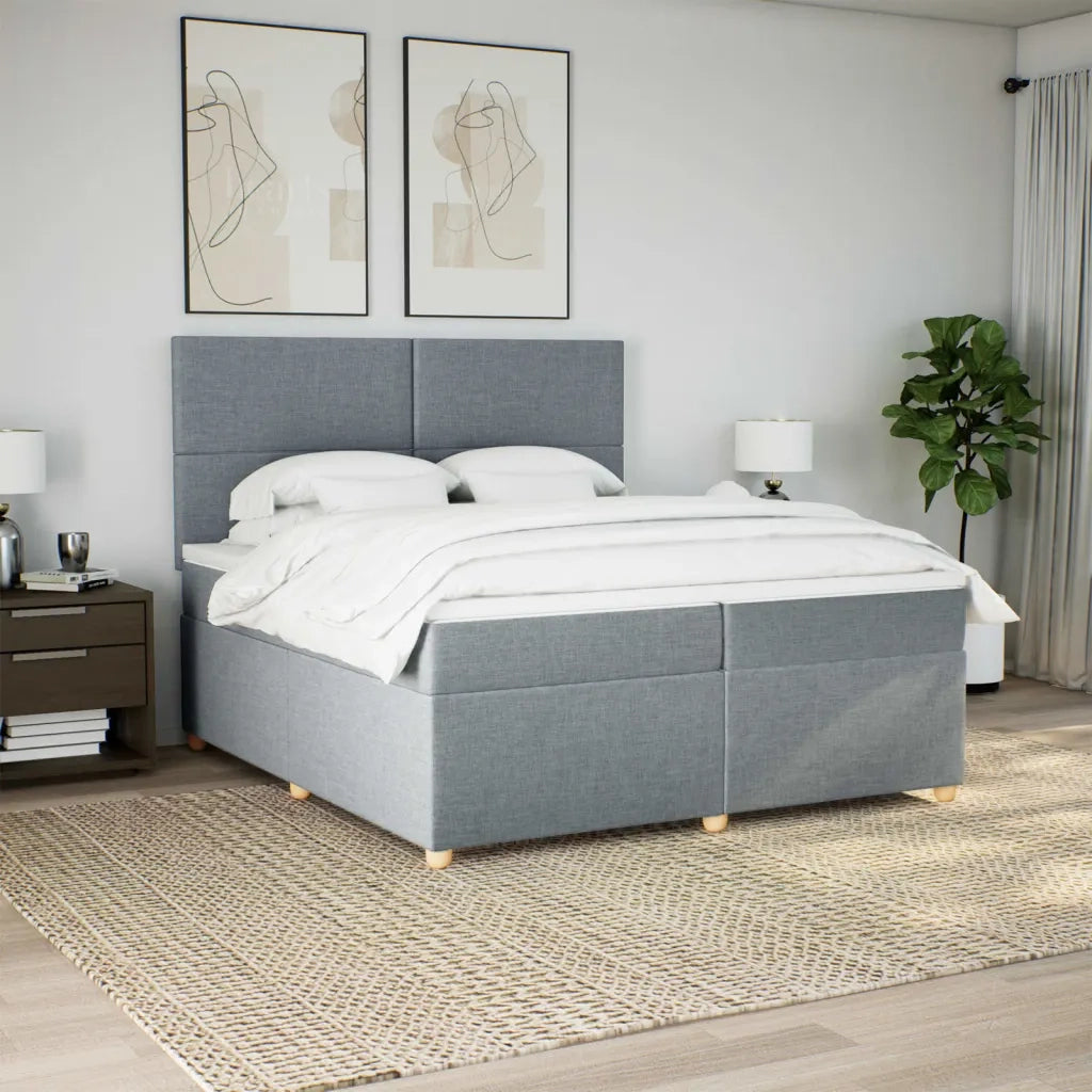 Giroletto a Molle con Materasso Grigio Chiaro 200x200cm Tessuto