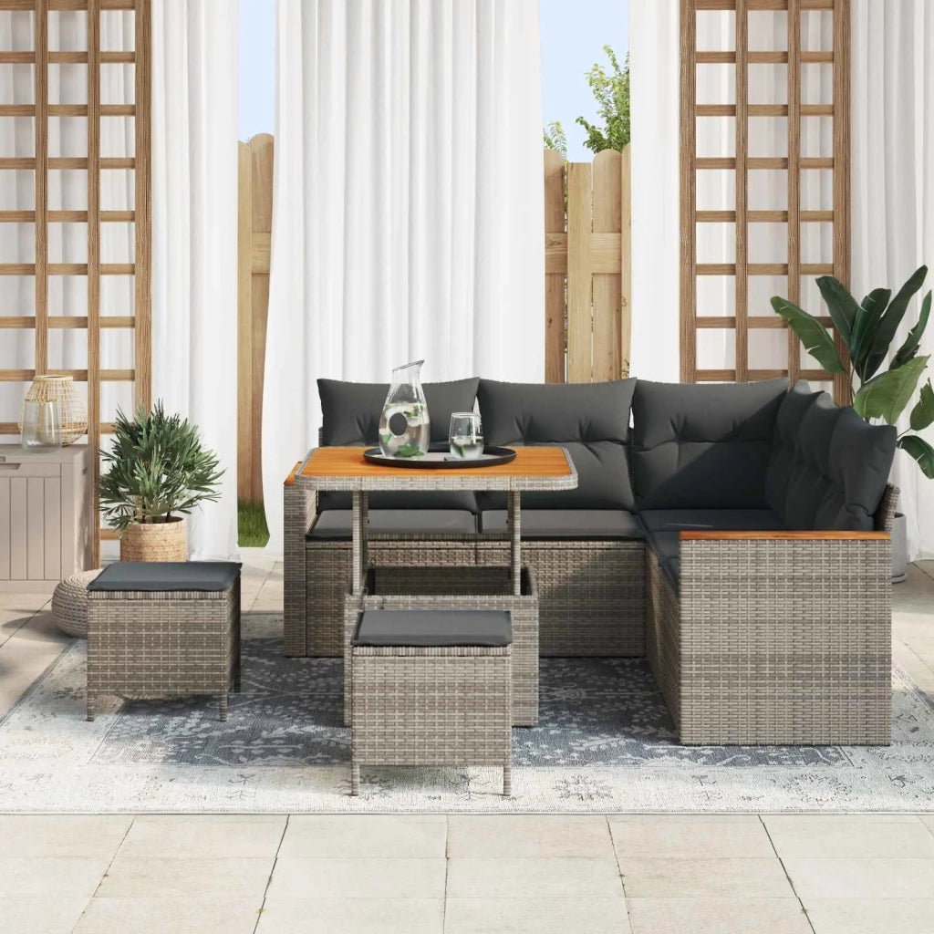 Set Divano da Giardino 8 pcs Grigio polyrattan 3362913