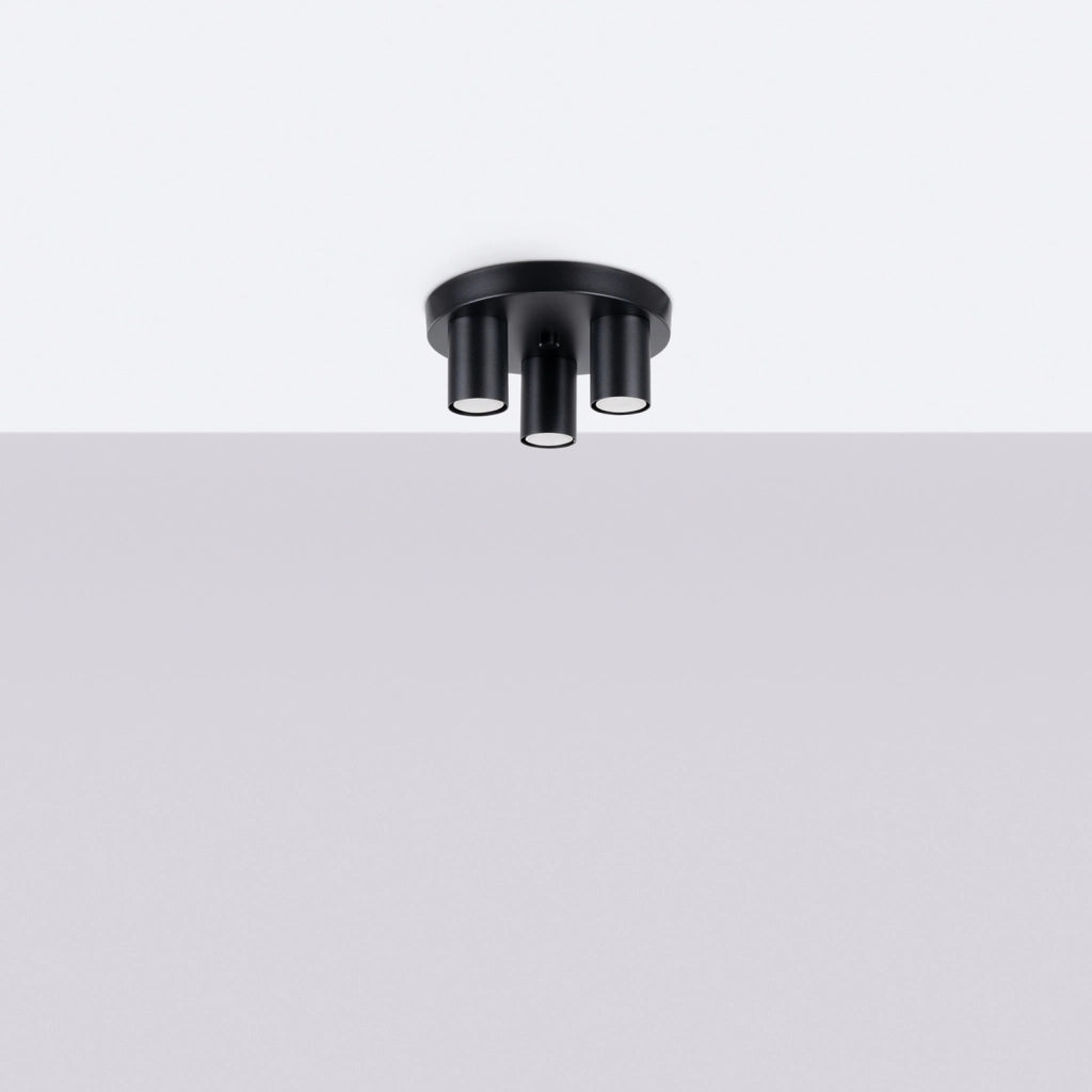 Plafoniera moderna nera rotonda Ø25 3 spot GU10 Pure Lume