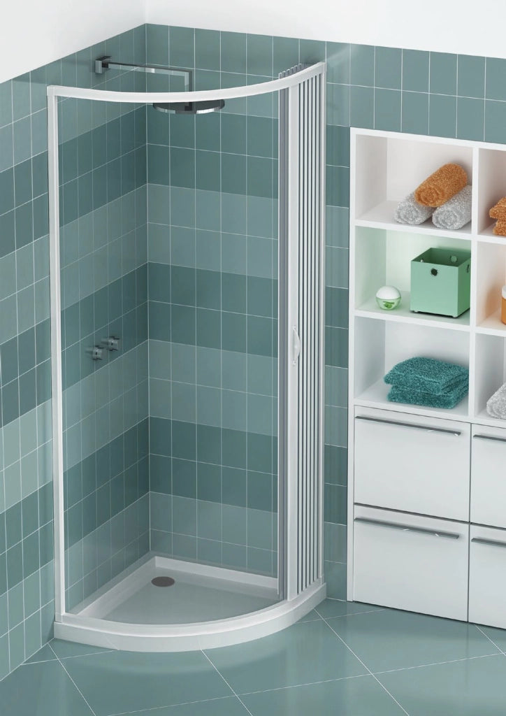 Box doccia apertura laterale a soffietto in pvc h.185cm Doliso Legrese Bianco,75x75cm (Raggio 38cm)