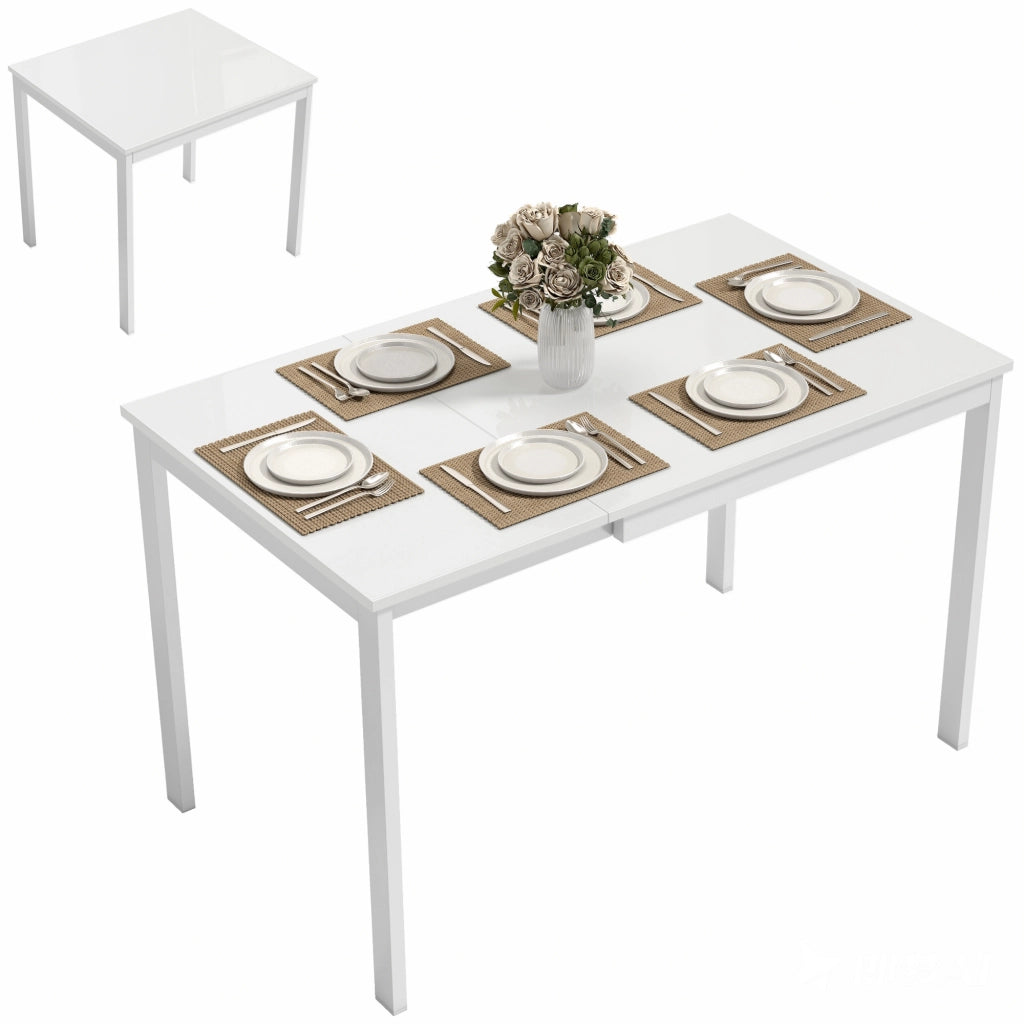 Tavolo da Pranzo Allungabile Rettangolare Salvaspazio, 80-120cm, Bianco