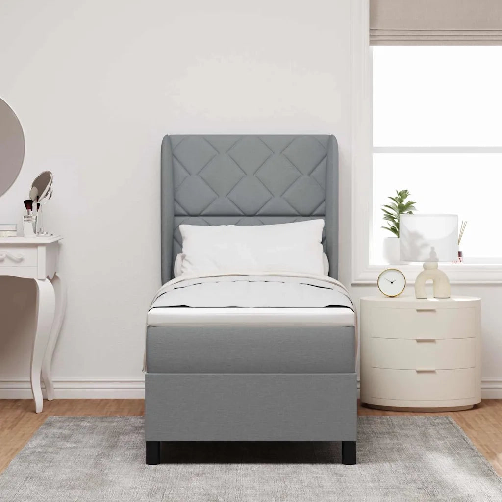Letto a molle con materasso Grigio chiaro 80 x 200 cm Tessuto 3340592