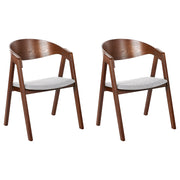 Set di 2 sedie da pranzo in legno scuro e compensato grigio tessuto in poliestere gambe in legno di caucciù stile retrò tradizionale