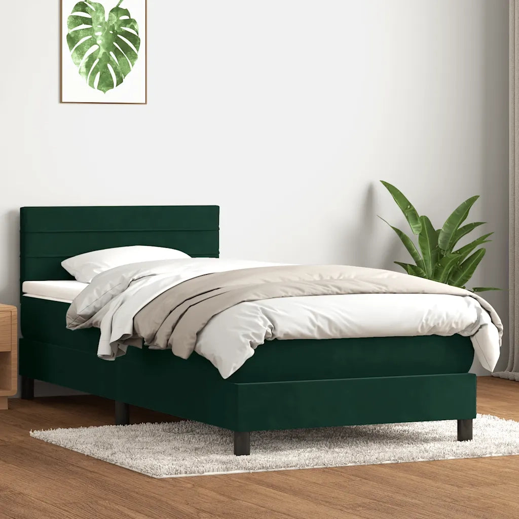 Giroletto a Molle con Materasso Verde Scuro 80x220 cm Velluto 3316332