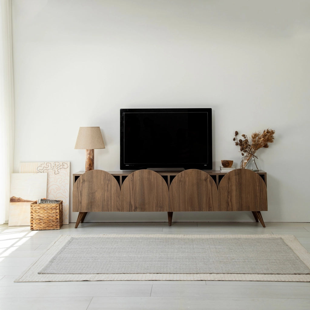 Visco, Mobile Porta tv 4 Vani, 180x35x50h cm Marrone Noce