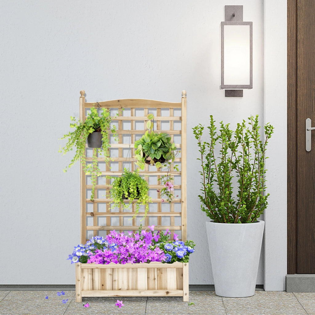 Hochbeet Pflanzkasten con Griglia per Rampicanti ¨C zephmum ¨C Legno Naturale 64x28x120 cm