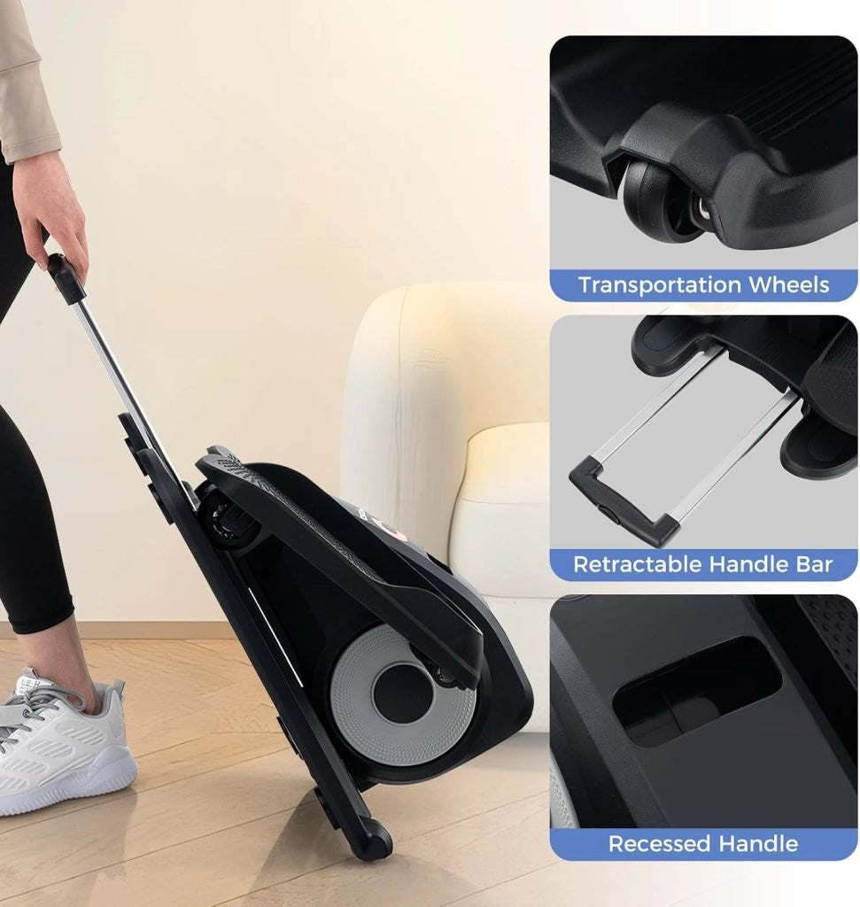 Mini Ellittica Elettrica, Pedalatore Ellittico con Schermo e Telecomando, Pedalatore Elettrico con 5 Velocità e 3 Modalità, Bicicletta Ellittica Sotto la Scrivania