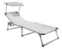 Set 4 Lettini Prendisole da Giardino Pieghevole 193x59x30 cm in Alluminio e Textilene Avorio