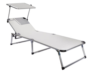 Set 4 Lettini Prendisole da Giardino Pieghevole 193x59x30 cm in Alluminio e Textilene Avorio