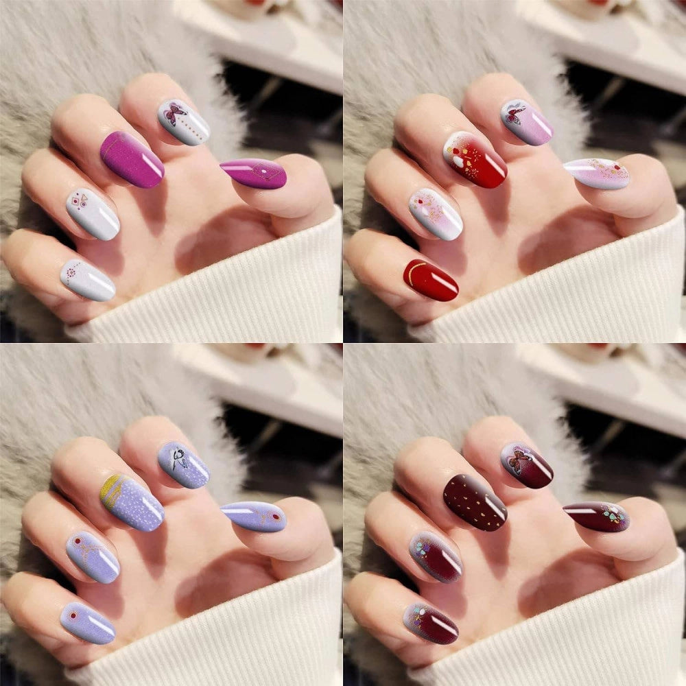 Trade Shop - Smalto Adesivo Per Unghie Nail Art Stickers Decorazioni Manicure Set Da 24 Pezzi -