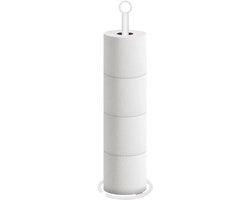 Houder diapertoni per bagno, houder diapertoni autonomo con riserva, spazio per 4 diapertoni per bagno/lavabo - interamente metallo, bianco