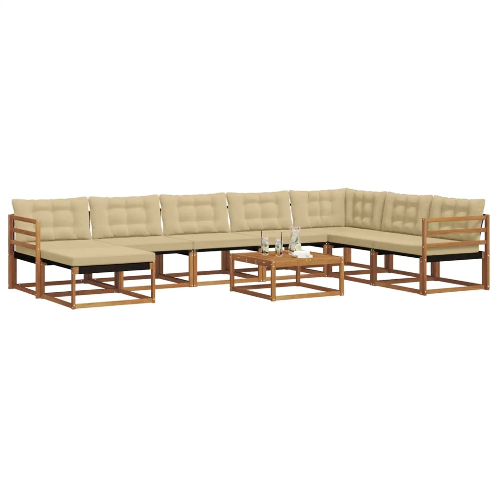 Set di divani da esterno con cuscino 9 pcs Naturale e Beige