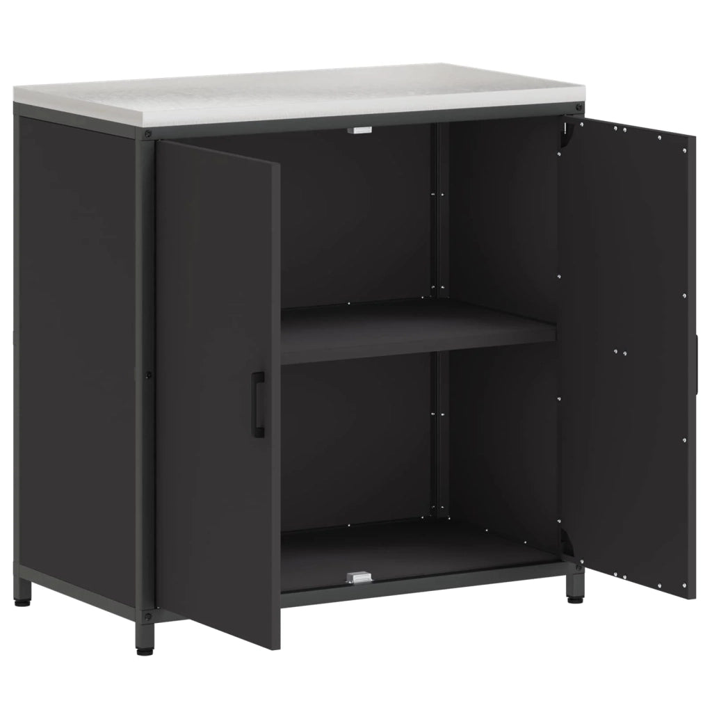 Stoccaggio in cucina con porta Nero 90 x 50 x 92 cm Acciaio 874982