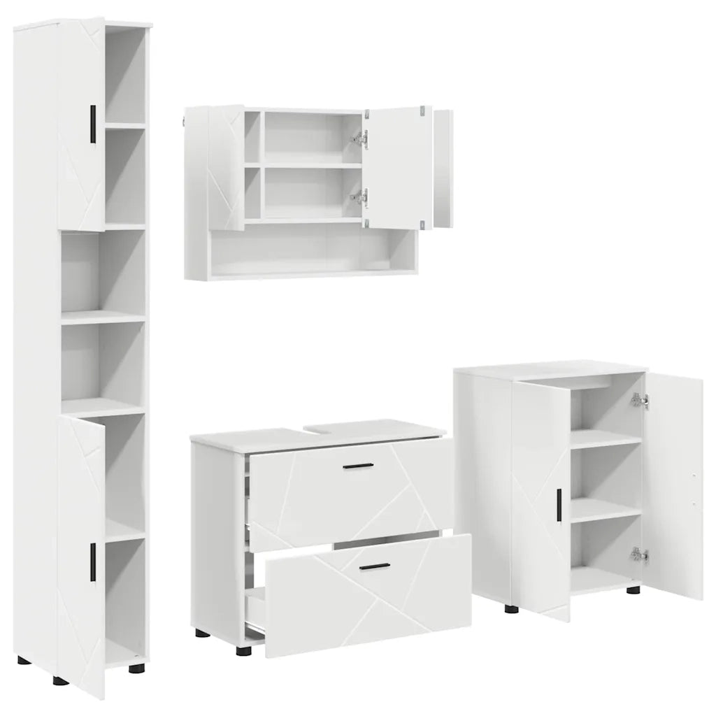Set di mobili per il bagno con cassetto con porta 4 pcs Bianco 3393083