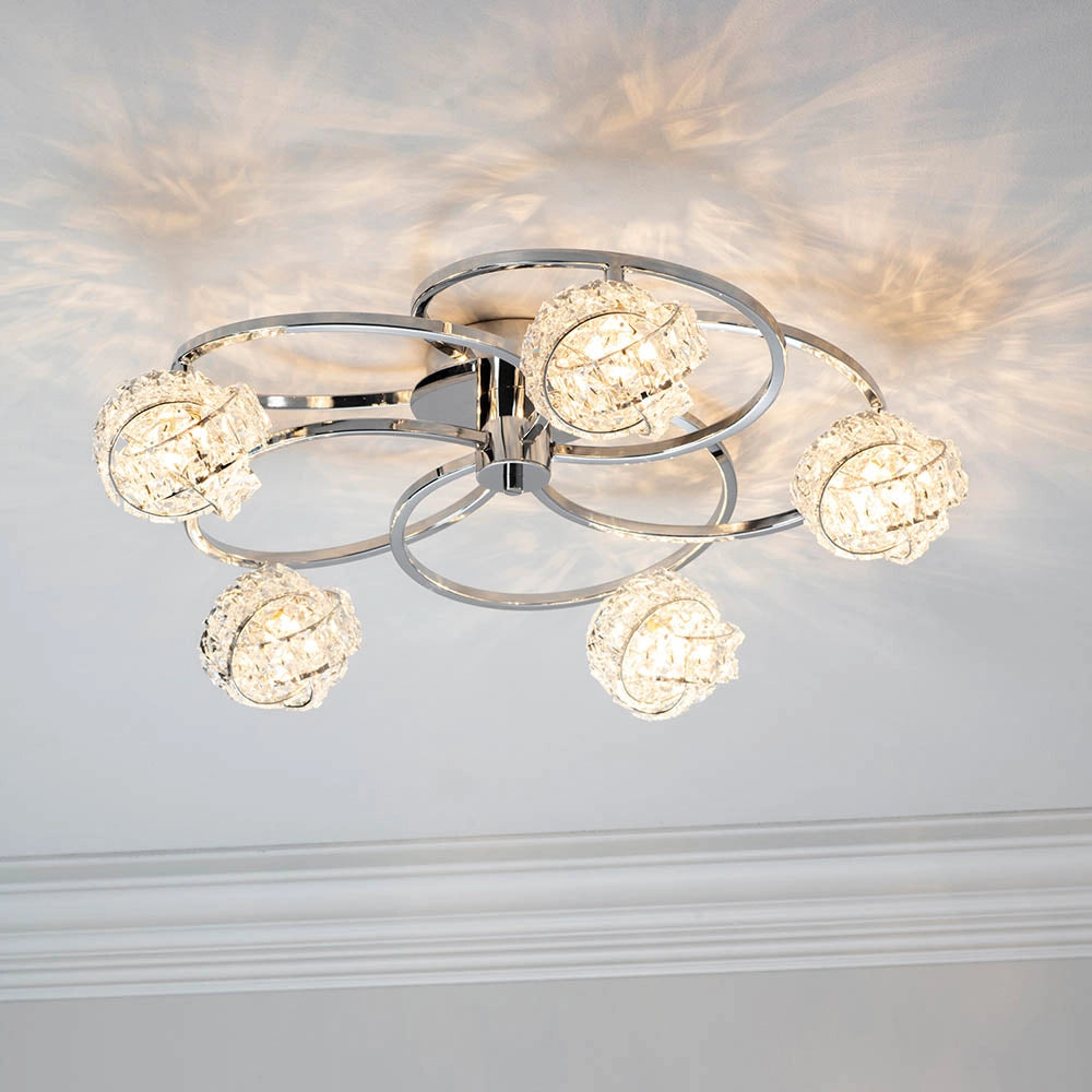 Plafoniera decorativa Talia Endon cromo cristallo 5xG9