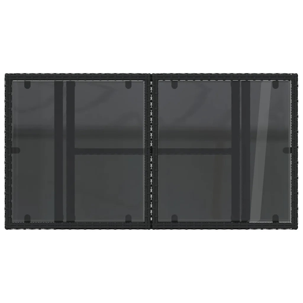 Tavolo da Giardino Piano in Vetro Nero 100x55x73 cm Polyrattan 365970