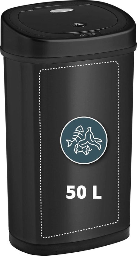Contenitore per Rifiuti con Sensore - 50L - Senza Pressione Fisica e Igiene - Nero