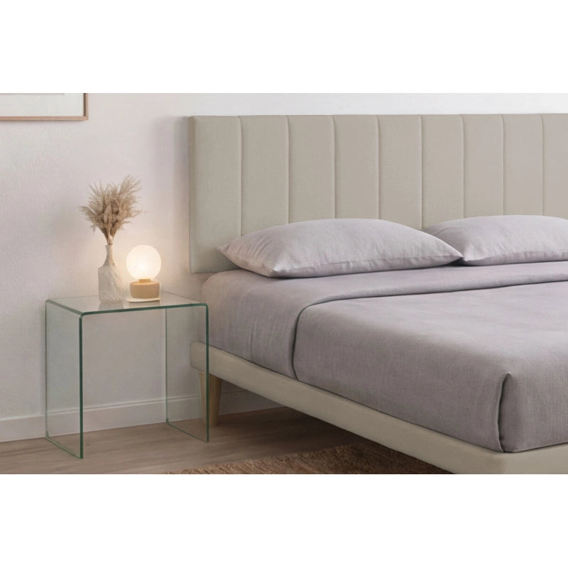 Letto imbottito Letto Matrimoniale alla Francese 140x200 cm Vertical - Similpelle,Tortora,Con rete