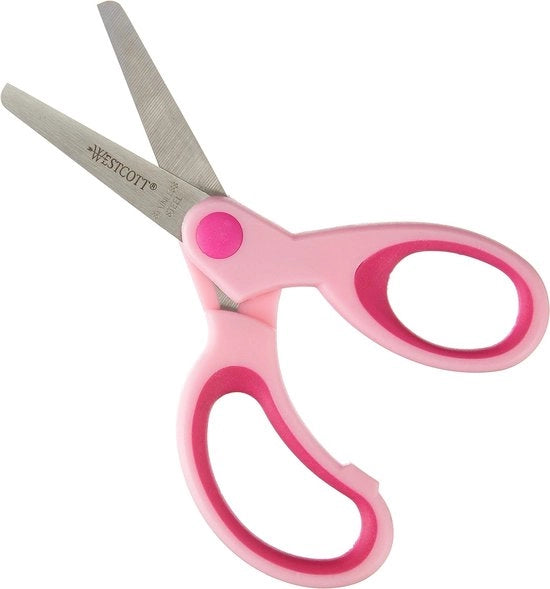 Serra per bambini con impugnatura morbida per destri, 13 cm, punta rotonda, colore rosa