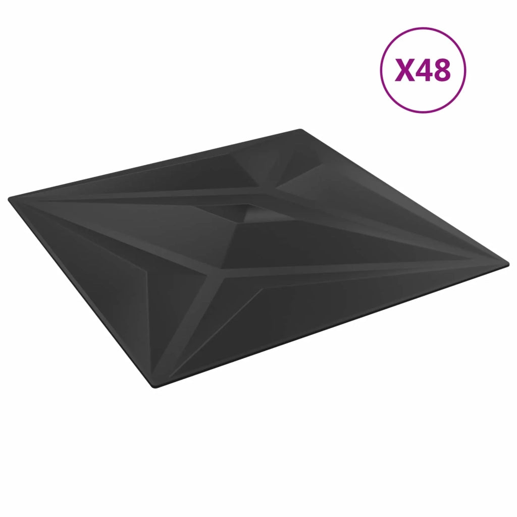 Pannelli da parete 48 pz 50 x 50 cm Stella Nera Schiuma XPS 42046043