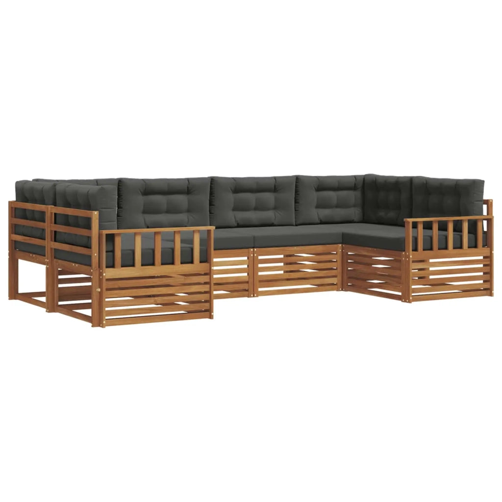 Set di divani da esterno con cuscino 6 pcs Naturale e Antracite