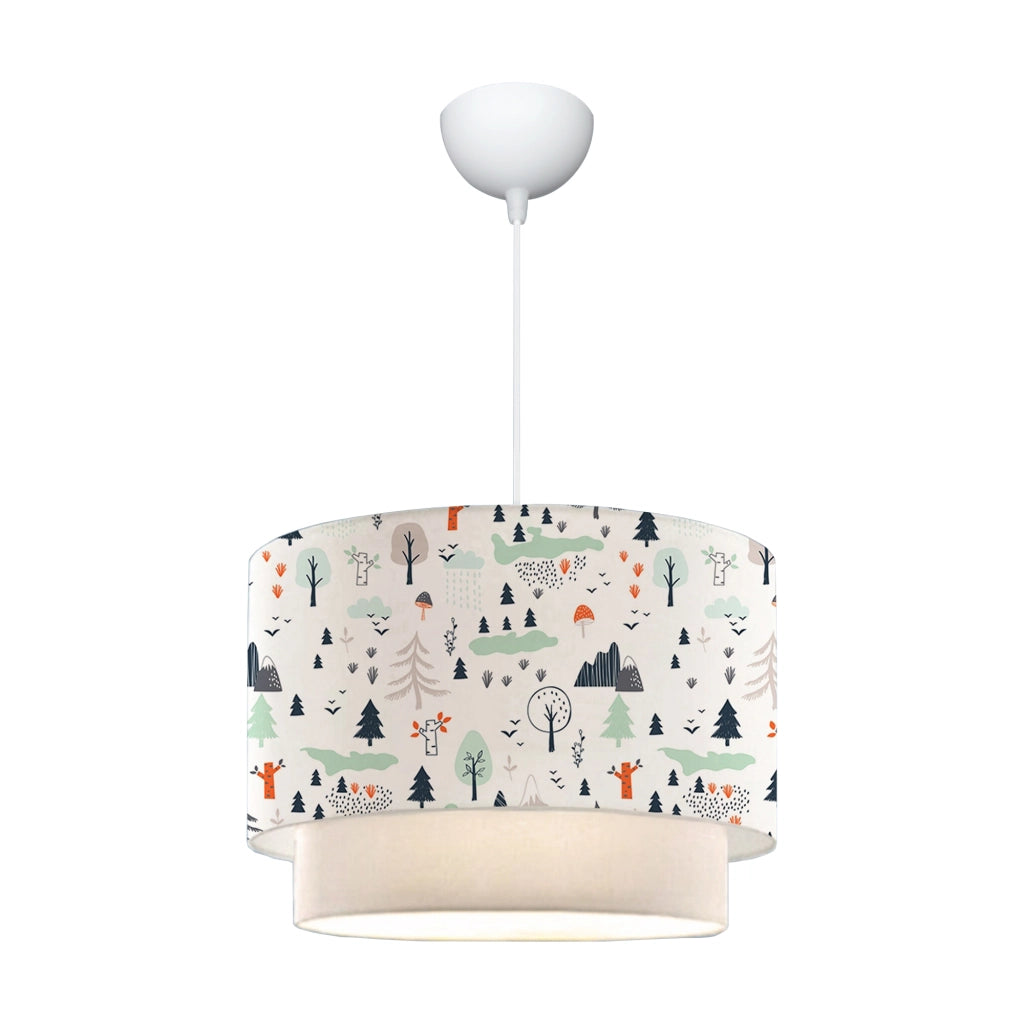 Lampada a Sospensione Lurgan per Cameretta Decorato con Alberi - Bianco lux.pro