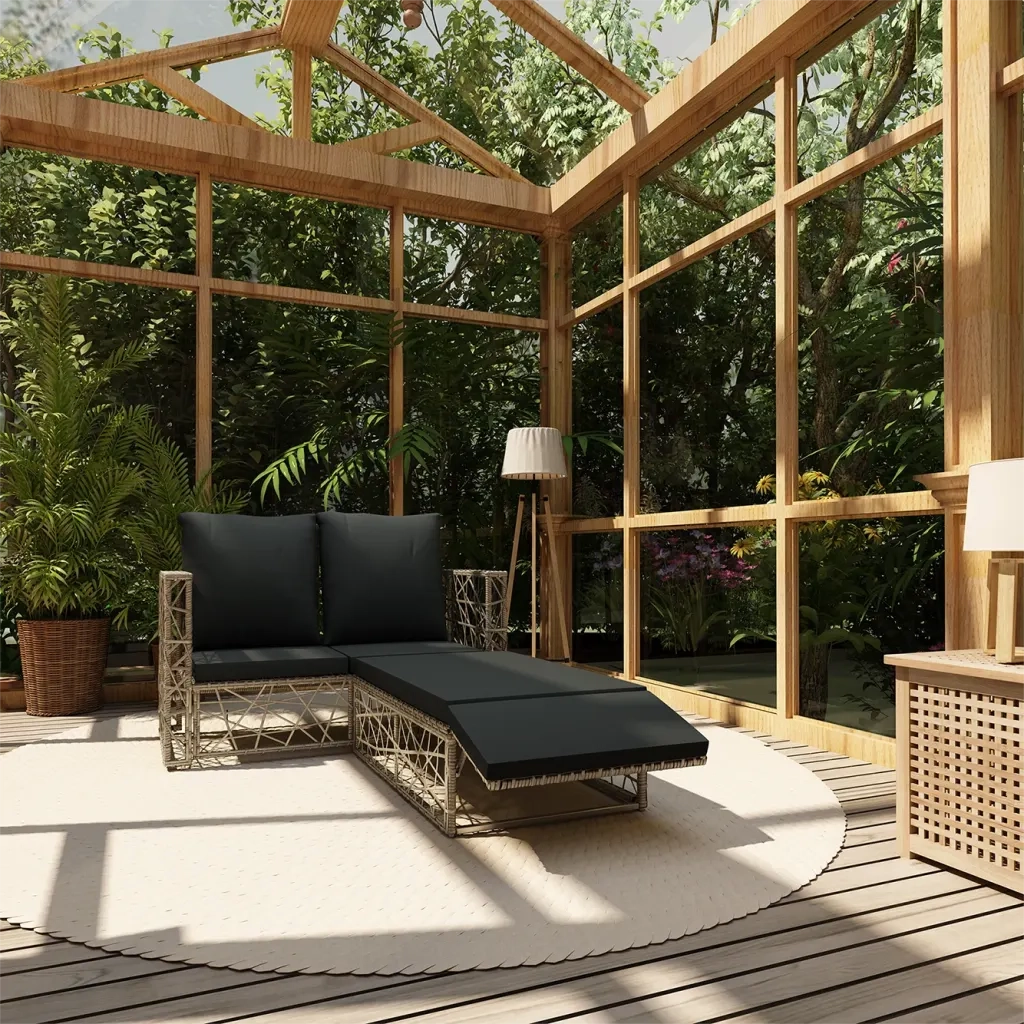 Set Divani da Giardino 2 pz con Cuscini in Polyrattan Grigio 46812