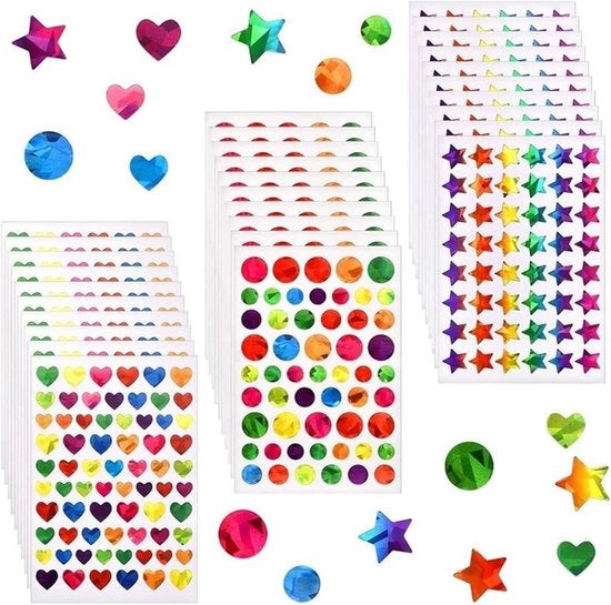 1710 pezzi 30 fogli adesivi in gomma stelle cuori cerchi - decorazione multifunzionale per bambini regalo attività per bambini segnalazione organizzazione oggetto in casa classe ufficio