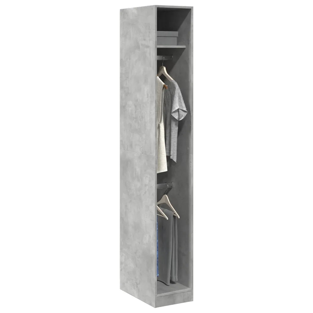 Armadio Grigio Cemento 30x50x200 cm in Legno Multistrato
