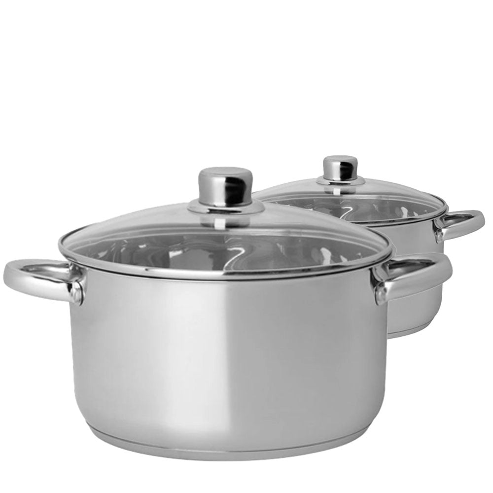 Set Batteria di Pentole di 7 Pezzi con Coperchio in Vetro Acciaio Inox