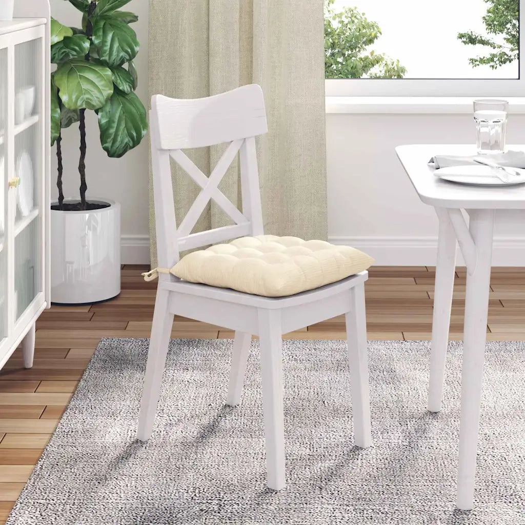 Cuscini per Seduta 4 pcs Crema 40 x 40 x 6 cm Tessuto in Cords 42015183