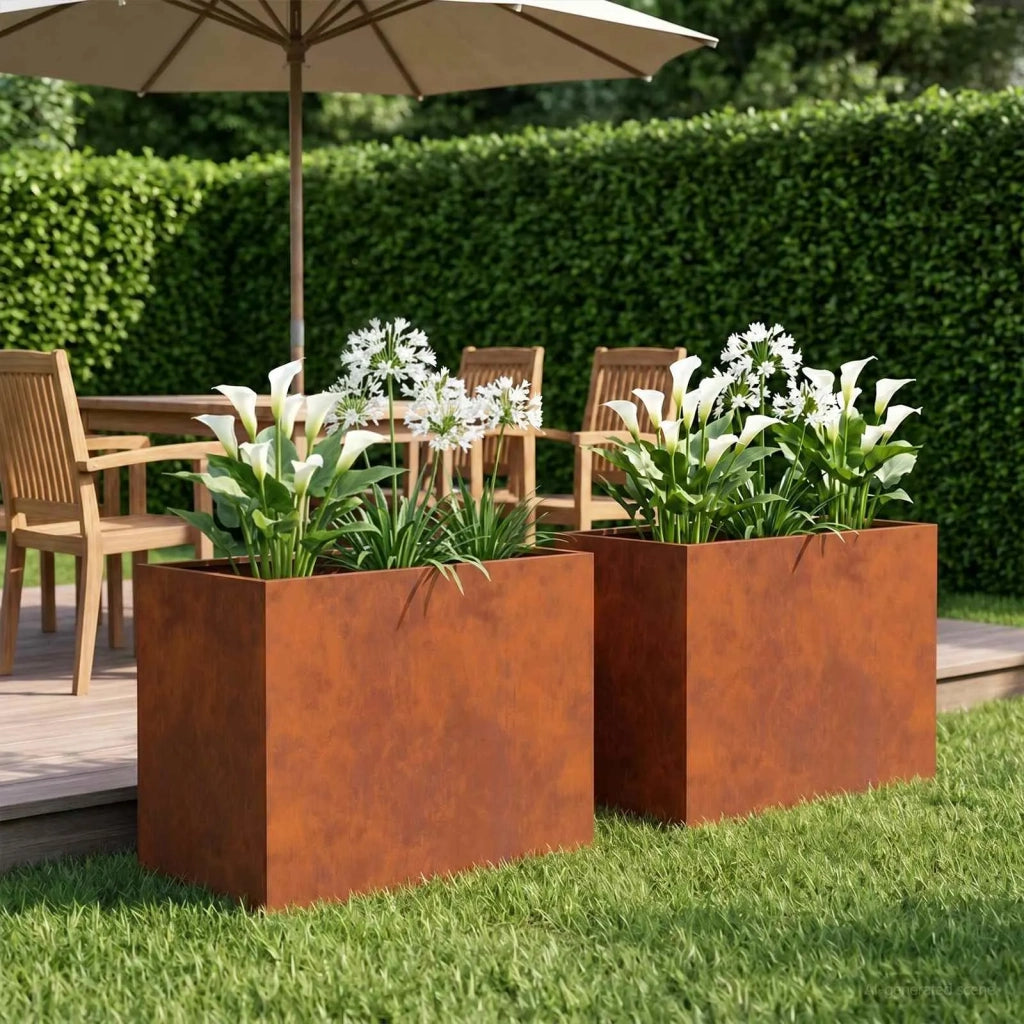 Vaso da giardino 2 pz Ruggine 50 x 40 x 50 cm Acciaio Corten 8005665